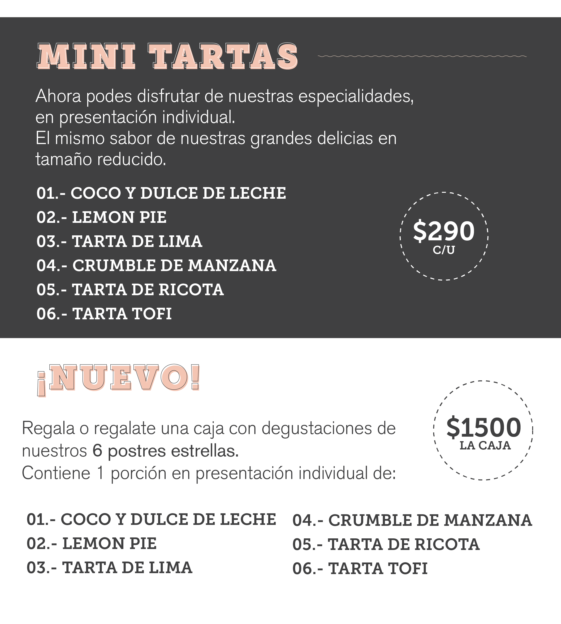 Menú Pastelería 1 | Tartas y postres