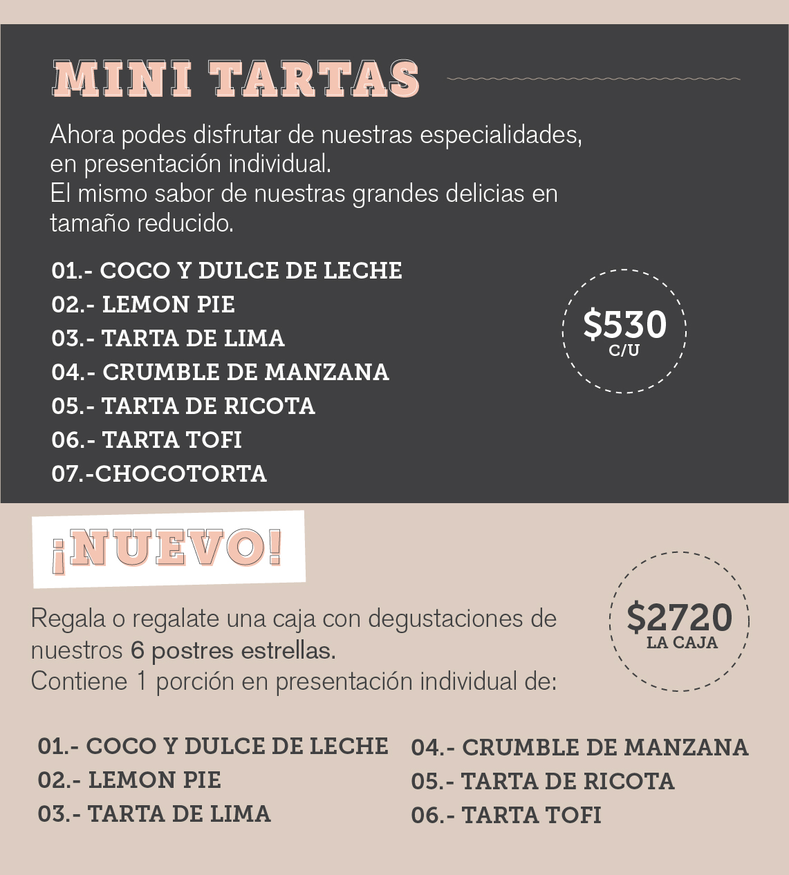Menú Pastelería 1 | Mini tartas