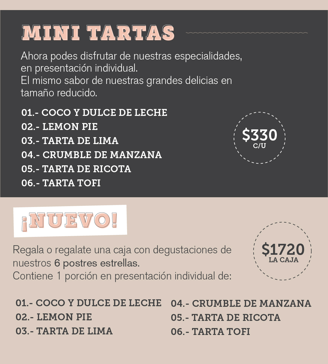 Menú Pastelería 1 | Tartas y postres